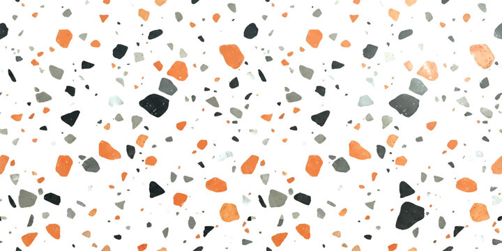 Seamless terrazzo pattern with colorful stone chips and granite texture