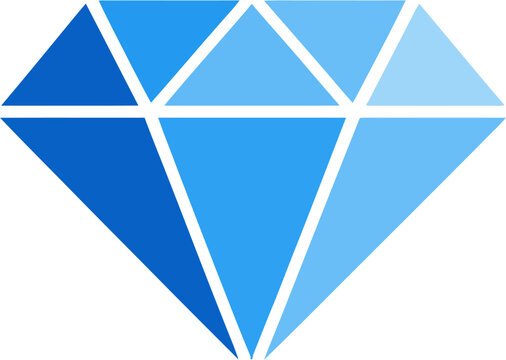 A graphic illustration of a blue diamond shape with white lines.