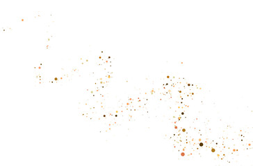 Fototapeta premium Sparkling gold particle swoosh with glowing stardust and festive celebration glow. Transparent background. PNG