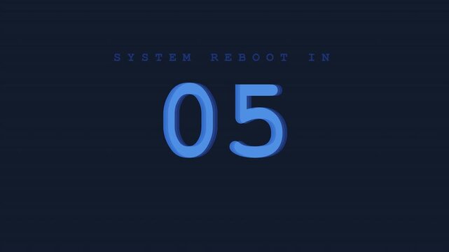 Digital Countdown Timer Interface Displaying System Reboot Sequence on Dark Blue Background