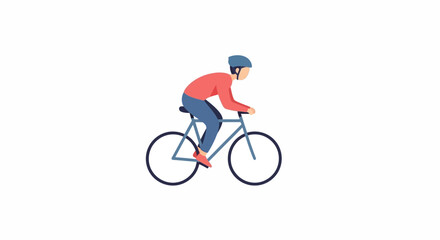 Naklejka premium Cyclist Riding Bicycle Wearing Helmet, Healthy Lifestyle, Outdoor Activity