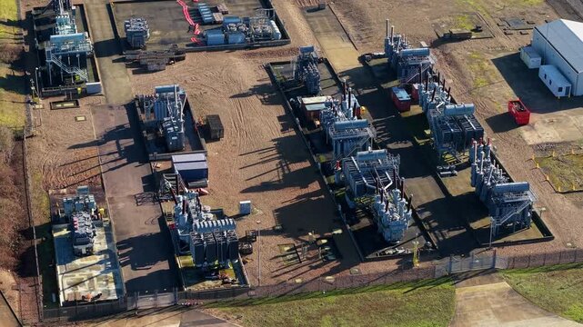 Top Down View of High Voltage Substation Infrastructure Luton