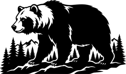Bear silhouette vector illustration © Nasima