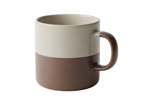 Modern two tone ceramic coffee mug with a handle for drinking hot tea or espresso in the morning isolated on transparent background