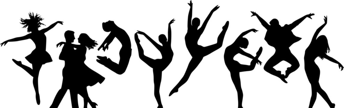 Silhouettes of dancers in dancing concept
