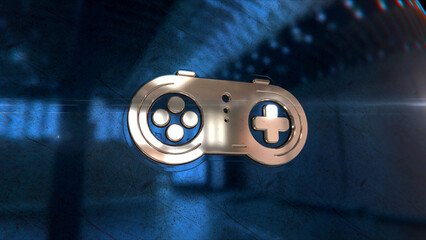 Gaming esport 3d symbol spectacular. Abstract glowing golden metal icon illustration. © Skórzewiak