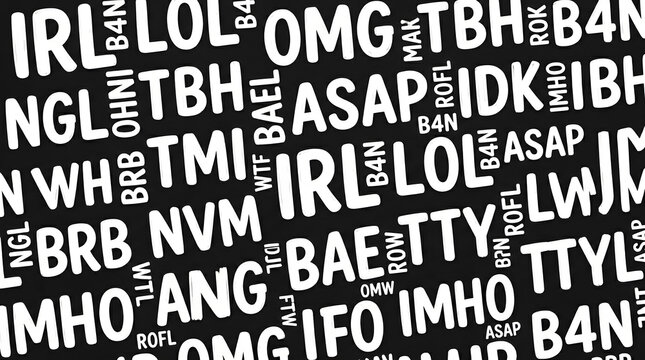 Trendy internet slang acronyms isolated on transparent background