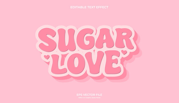 decorative sugar love pink editable text effect design