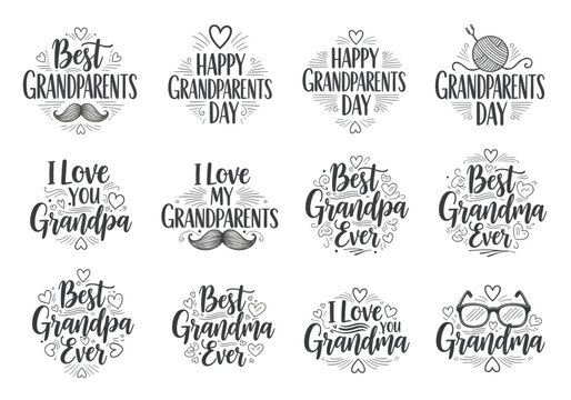 Set of grandparents day greeting card designs
