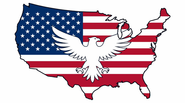 American flag map of the united states with an eagle