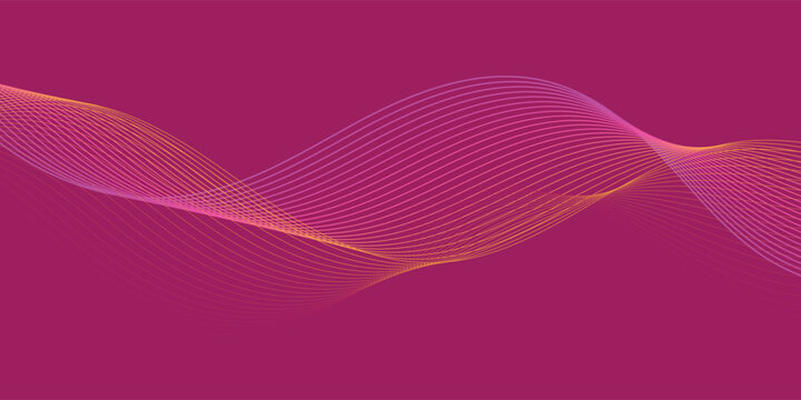 Modern multicolor gradient flowing wave lines, Parallel lines of vibrant color, Stylized line art background, curving and wavy gradient lines against a magenta background. modern image