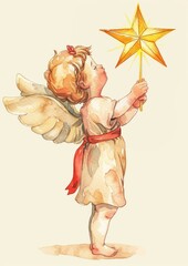 Naklejka premium Cupid watercolor representation celebration creativity.