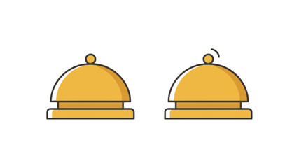 Fototapeta premium Gold service bell icons representing hotel reception and customer support with sound effect line
