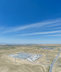 Obraz premium Aerial View of a Utility-Scale Battery Energy Storage Power Station