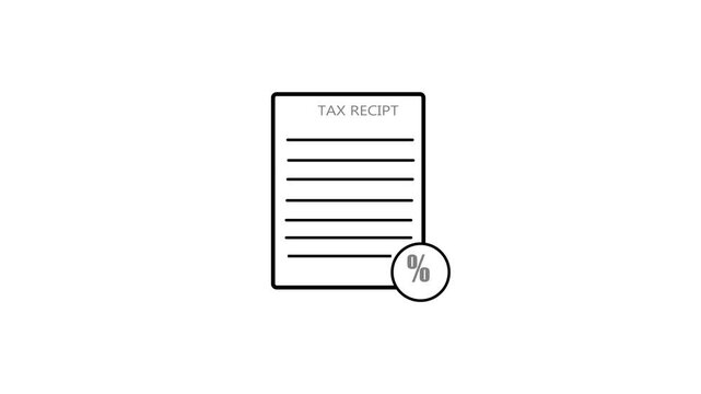 Minimalist black line tax receipt document icon vector with percentage symbol on isolated white background for financial payment and business transaction template