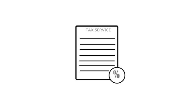 Minimalist black line tax service document icon vector with percentage symbol on isolated white background for financial consulting and accounting advisor template