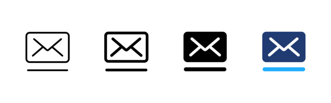 Email icon. Mail envelope symbol. Message sign. Contact pictogram for newsletter, inbox, communication, notification and user interface design.