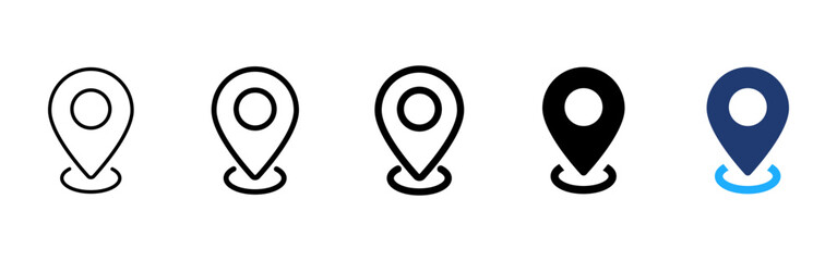 Fototapeta na wymiar Location pin icon. Map marker symbol. GPS navigation sign. Place pictogram for address, route, destination, travel and local service design.