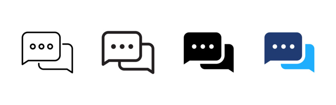 Chat conversation icon. Message bubbles symbol. Dialogue sign. Simple pictogram for messaging, communication, comments, feedback and user interface design.