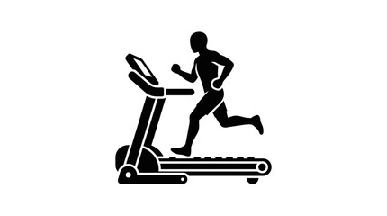 Fototapeta premium Silhouette of a man running on a treadmill, fitness and cardio icon