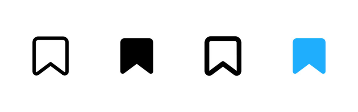 Bookmark icon. Save marker symbol. Favorite sign. Simple pictogram for saved item, reading list, page mark, collection and user interface design.