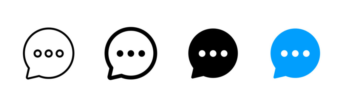 Typing message icon. Chat bubble symbol. Conversation typing sign. Simple pictogram for messenger, online chat, text reply and communication interface design.