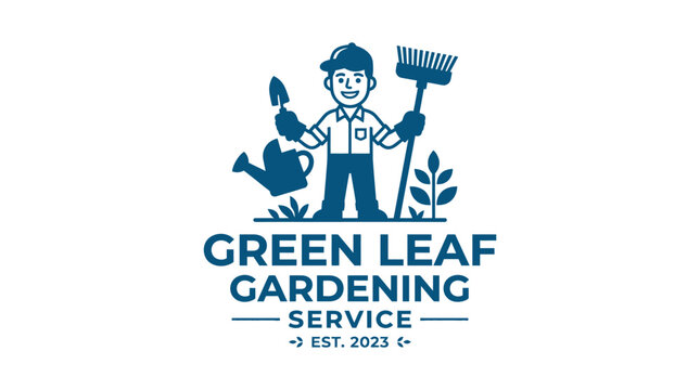 Green Leaf Gardening Service Logo Design - A Charming Emblem for Your Horticultural Needs