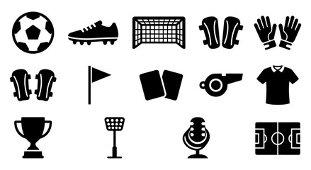Football Soccer Equipment Silhouette Icon Set © Mediasegment
