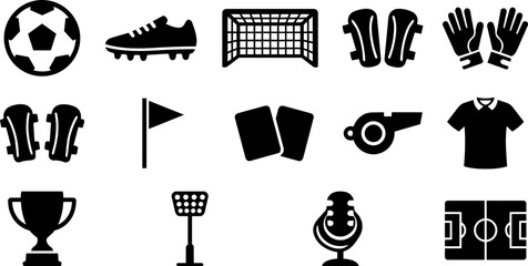 Football Soccer Equipment Silhouette Icon Set © Mediasegment