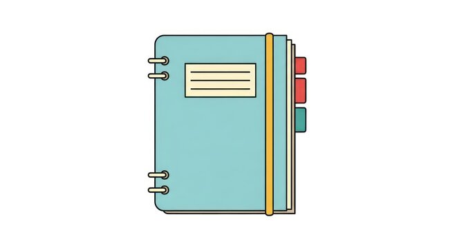 Colorful notebook with tabs and binder.