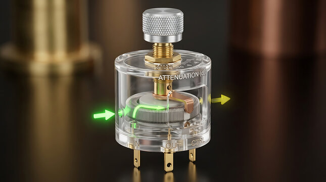 Premium 3D Variable Attenuator Cutaway Scientific Visualization Adjustable Signal Level Control