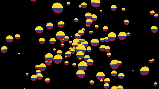 Colombia Flag Foam Float Animation on Black Background with Graceful Cloth Physics and High-End Motion Effects