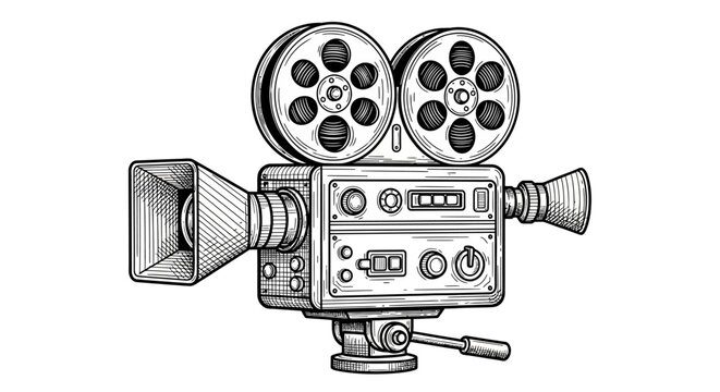 Vintage film camera, retro movie maker, classic video recorder, old school cinematography equipment