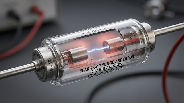 Premium 3D Spark Gap Suppressor Cutaway Scientific Visualization Gas Discharge Protection