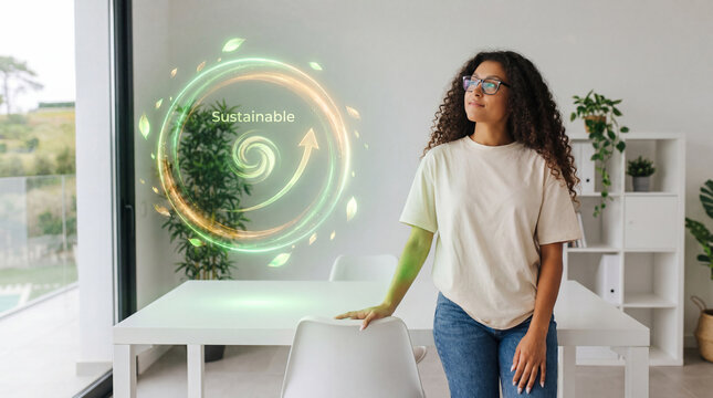 Corporate sustainability advocate in a modern workplace