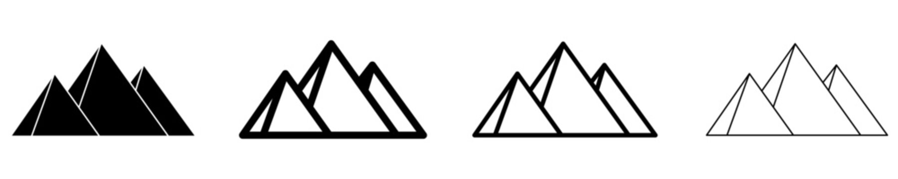 Set of pyramids icons, symbols for Egypt, history, and travel. Vector illustration
