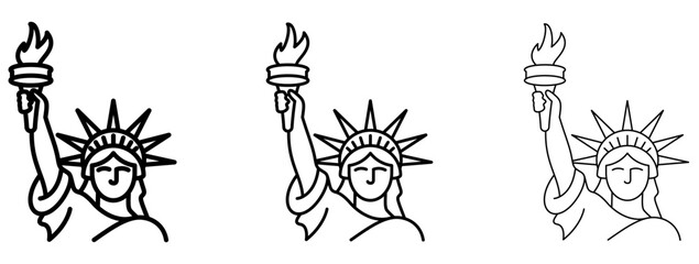 Set of Statue of Liberty icons, symbols for New York, tourism, and travel. Vector illustration © chekman