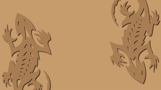 Two lizards are depicted in an illustration with detailed scales and claws.