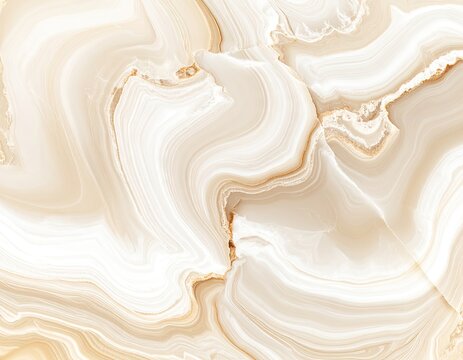 Swirling creamy and golden marble-like veins flow across a polished stone surface