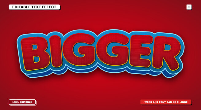 Bigger 3D Editable Text Effect with Bold Chunky Red Textured Typography and Blue Layered Outline