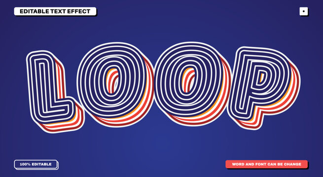Loop 3D Editable Text Effect with Retro Concentric Line Typography and Layered Vintage Style