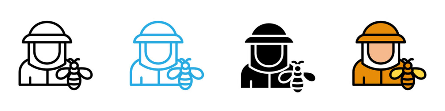 Modern beekeeping multi - style icon design concept