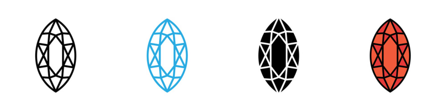 Marquise Diamond multi - style icon design concept