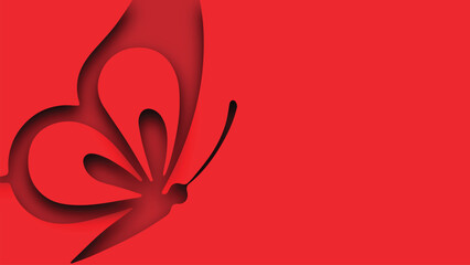 A vibrant red background with a striking decorative dark red abstract floral design element © elfatih