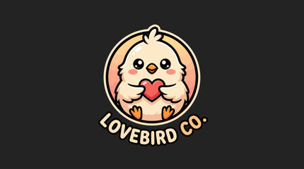 Obraz premium Cute Lovebird Character Logo Design for Brand Identity.