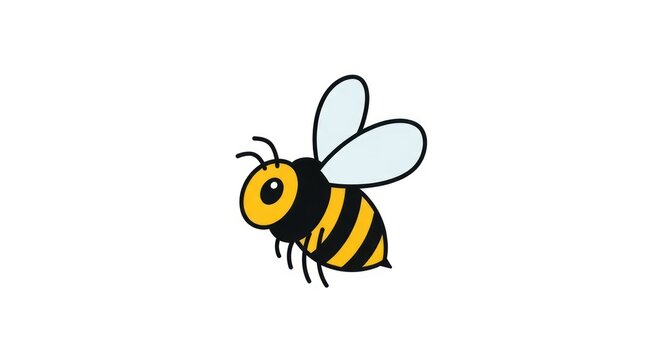 Cartoon bee flying in air.