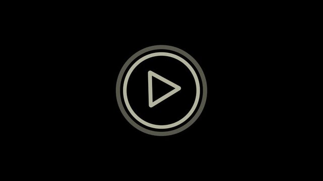 Video player button icon animation, music play button animation. Abstract glowing play baton icon animation.4k video 