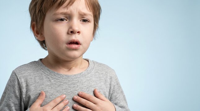 Child Breathing Difficulty &ndash; Pediatric Asthma Attack Emergency Concept