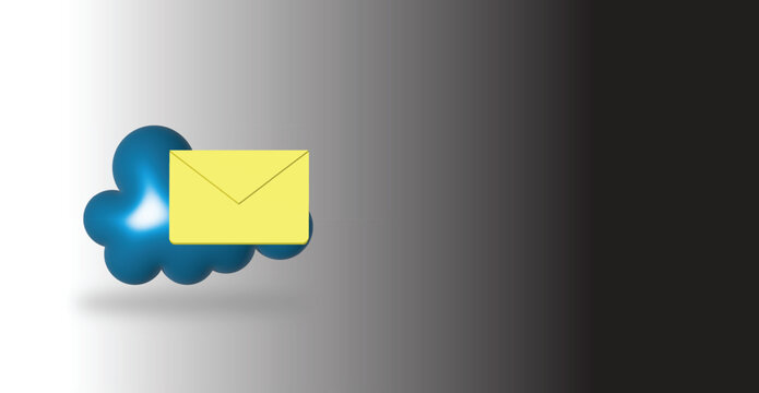 Email message sent from cloud storage icon on computer screen