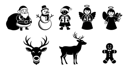 Obraz premium Christmas characters and animals silhouette